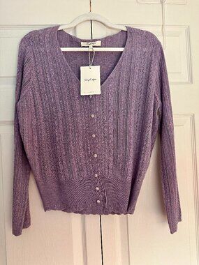 NWT Simple Retro Lavender Lilac Cardigan M Purple